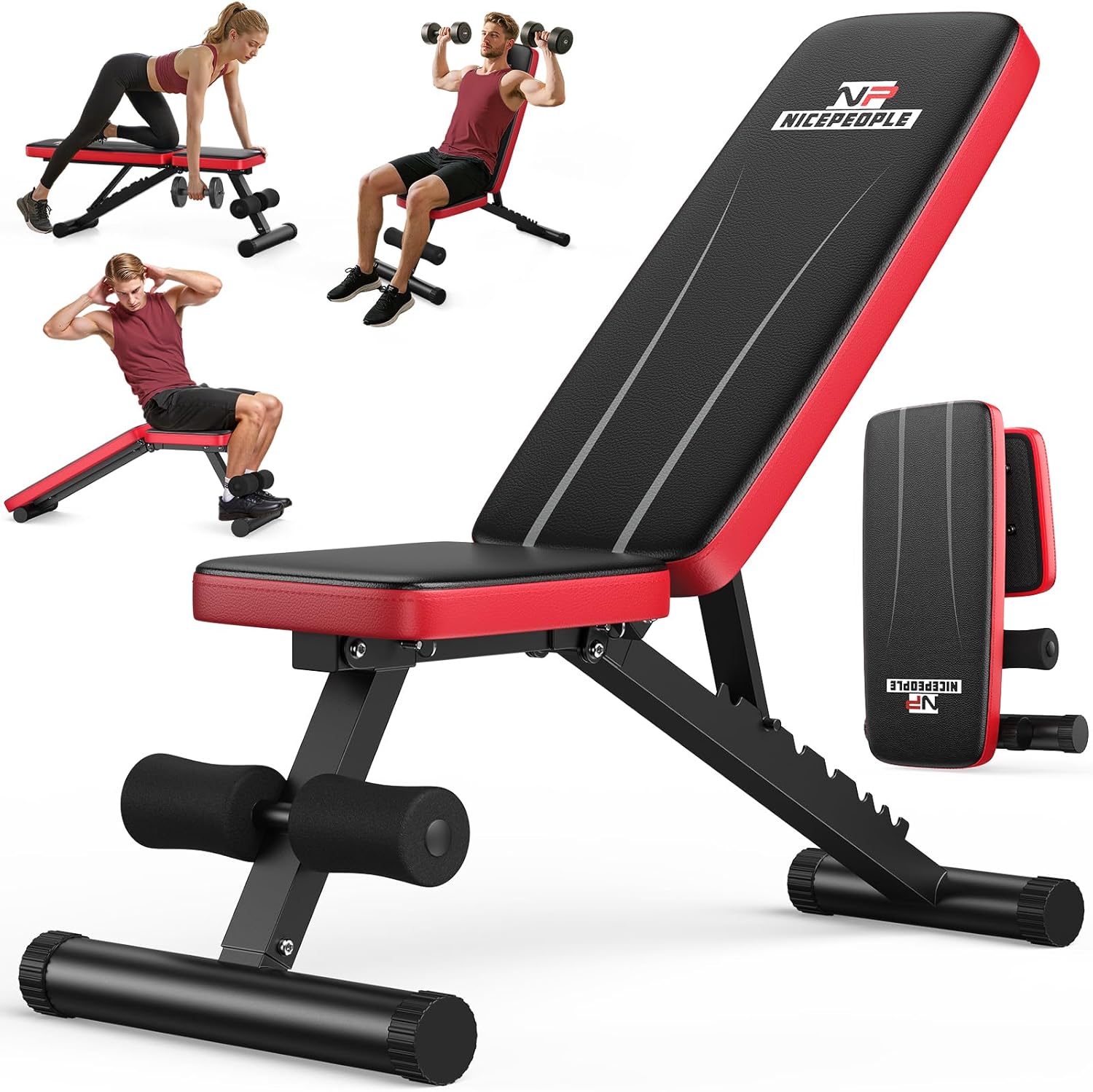 NICEPEOPLE Adjustable Weight Bench - 660LBS Capacity Home Gym Workout Bench | Compact & Foldable Design