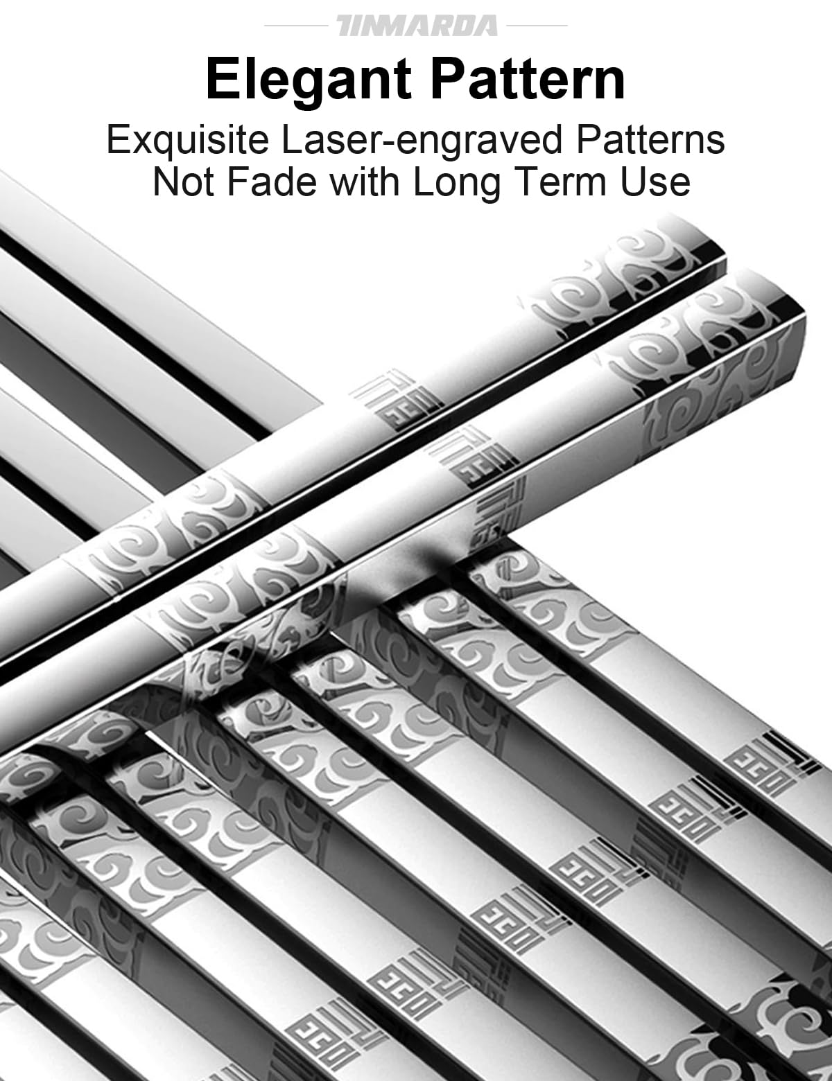 TINMARDA Metal Chopsticks Reusable 5 Pairs Stainless Steel Chopsticks Dishwasher Safe Square Lightweight Non-Slip Chop Sticks Present Set (Silver)