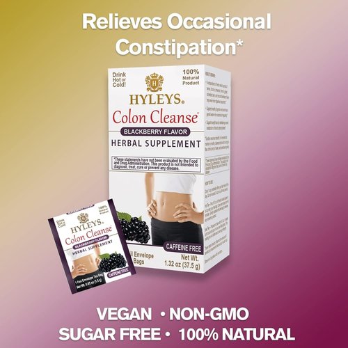 Hyleys Colon Cleanse Tea Variety Pack – Cranberry, Blackberry, Acai Berry, and Goji Berry Flavors – 100 Tea Bags