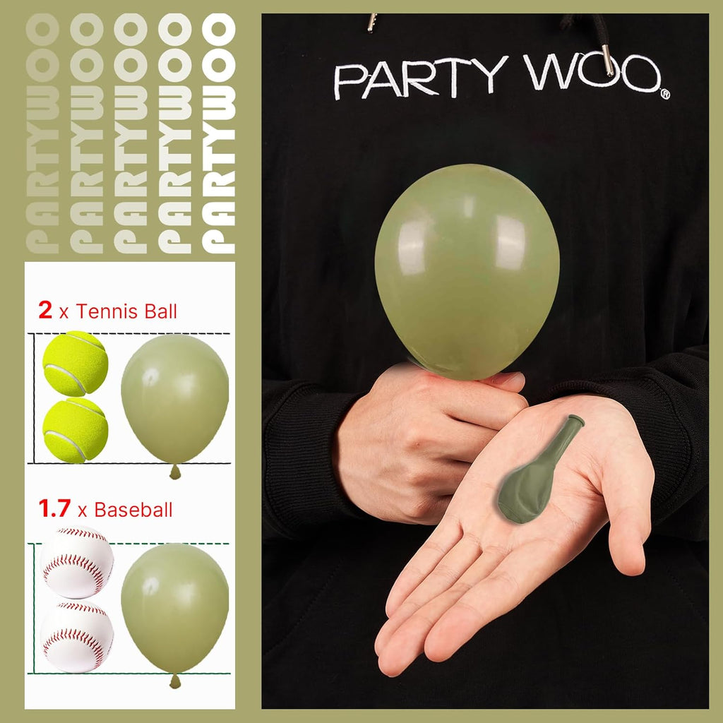 PartyWoo Sage Green Balloons - 50 Pcs Mini Matte Latex for Weddings & Baby Showers | 5 Inch Eucalyptus Decor