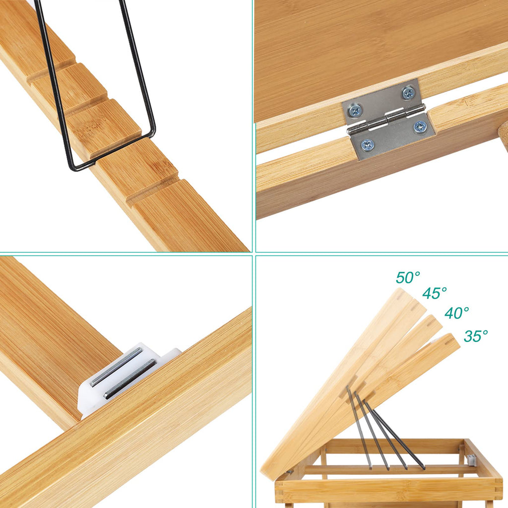 Bed Tray Breakfast Food Tray with Folding Legs Kitchen Serving Tray for Lap Desks Notebook Computer Sofa Platters TV Snack Tray(Beige, Large)