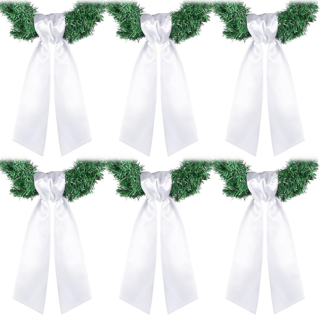 VitalCozy Wreath Sash - Embroidery-Ready Blank Sashes for Front Door Decor | 4.49" x 56.30", White, 6 Pcs
