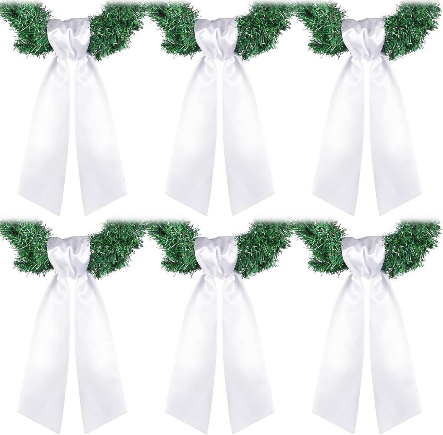 VitalCozy Wreath Sash - Embroidery-Ready Blank Sashes for Front Door Decor | 4.49" x 56.30", White, 6 Pcs