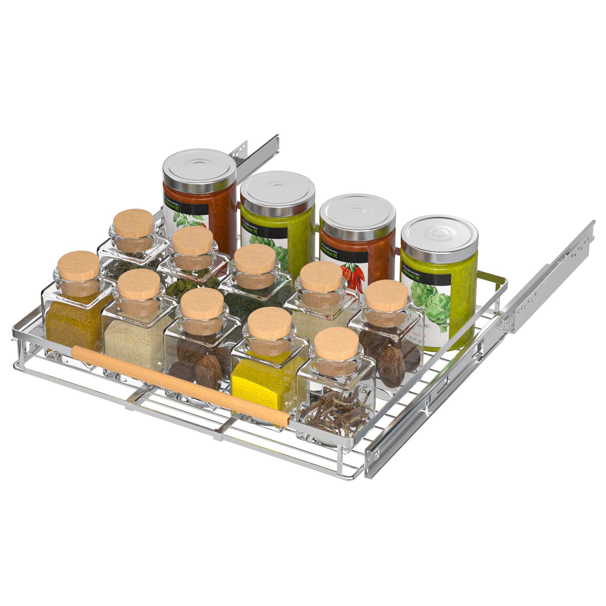 iPEGTOP 2 Pack Pull Out Cabinet Drawer Shelf Organizer, Extendable Sliding Slide Out Pantry Shelves Storage Heavy Duty for Kitchen Cabinets Under Sink, Adjustable Width 12.1~18.4" W x 22.4" D