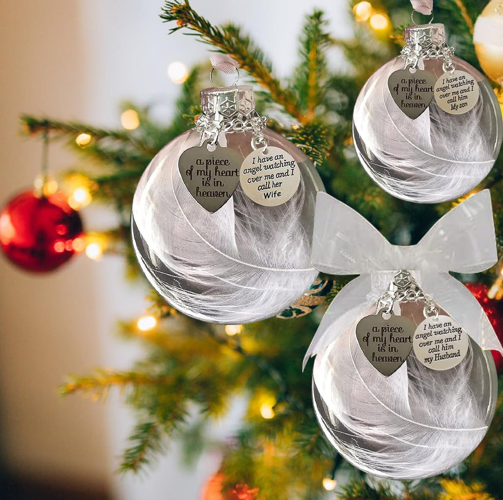 Regine Switzerland Dad Memorial Ornament - Clear Feather Ball Sympathy Gift for Loss of Loved One