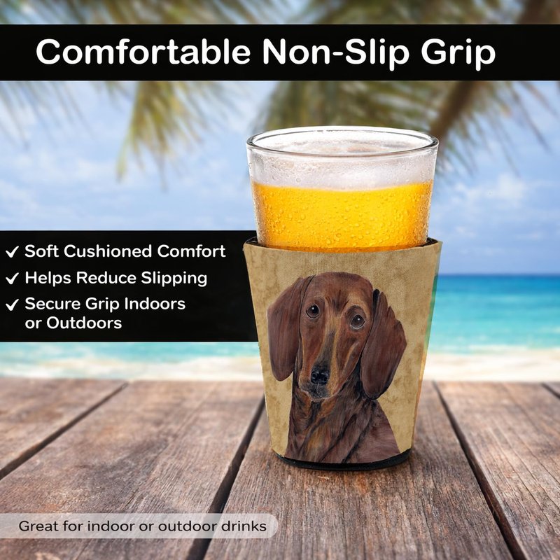 Caroline's Treasures SC9137RSC Dachshund Red Cup Hugger Cup Cooler Sleeve Hugger Machine Washable Drink Sleeve Hugger Collapsible Insulator Beverage Insulated Holder