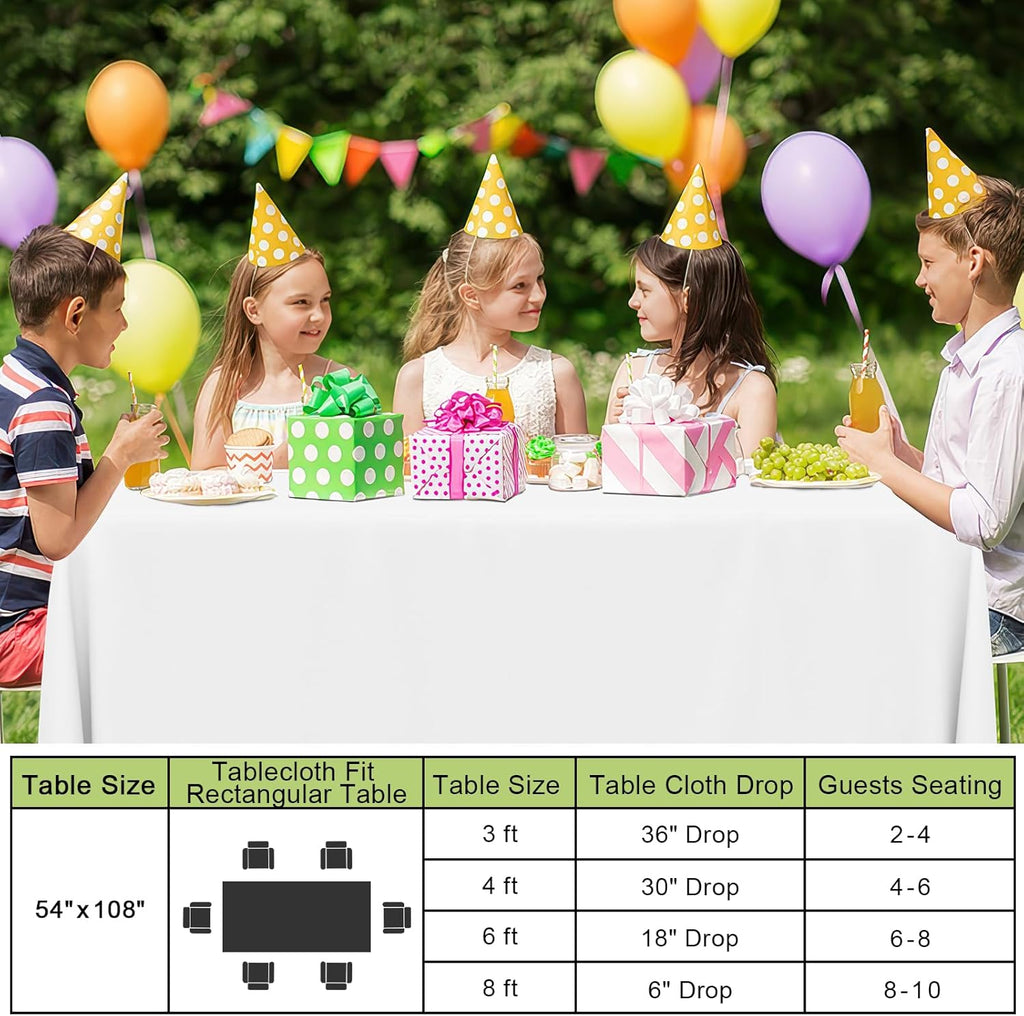 Smiry Disposable Tablecloths - Waterproof 54 x 108 Inch Rectangle Covers | 10 Pack, Sturdy & Leakproof, White