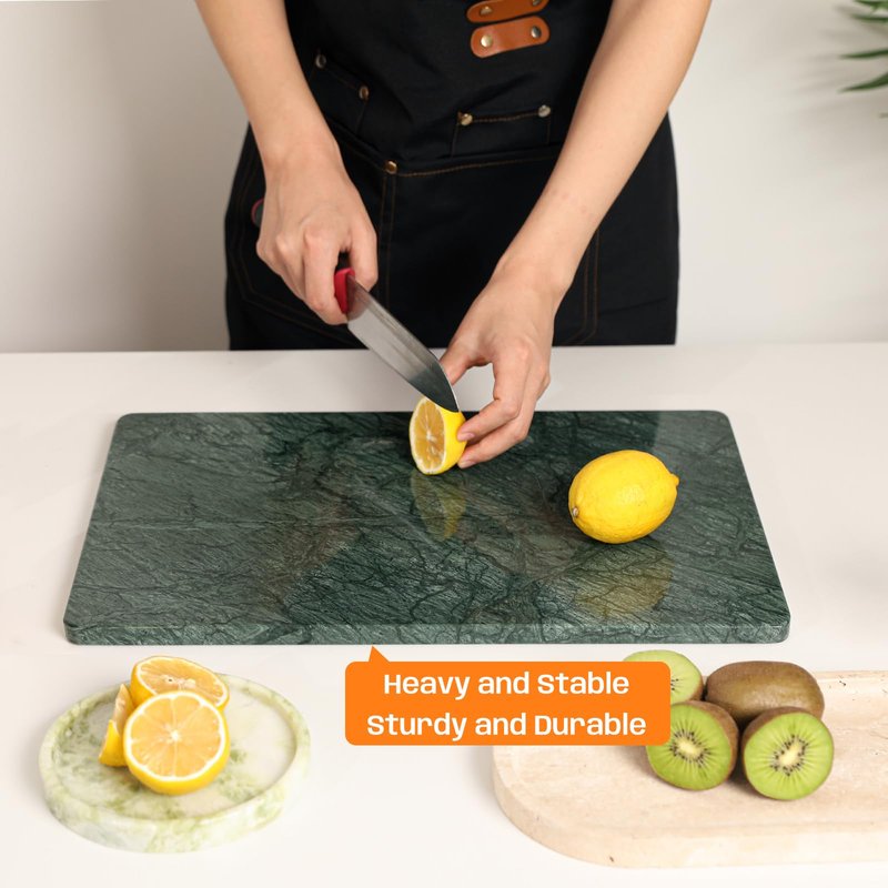 Adolif Green Marble Cutting Board 12x16 Inch, Marble Slab Pastry Board With Non-Slip Feet For Baking, Cheese, Charcuterie, Chocolate