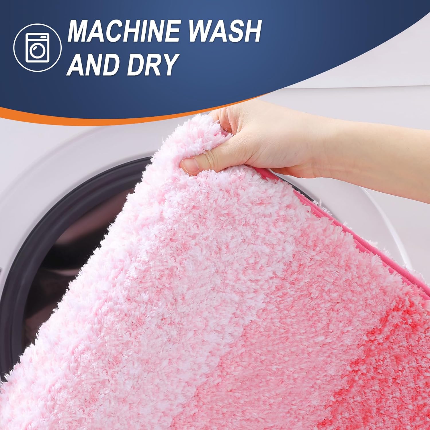 OLANLY Large Bathroom Rugs - Extra Soft Microfiber Mat 54x24 | Quick Dry & Machine Washable, Pink