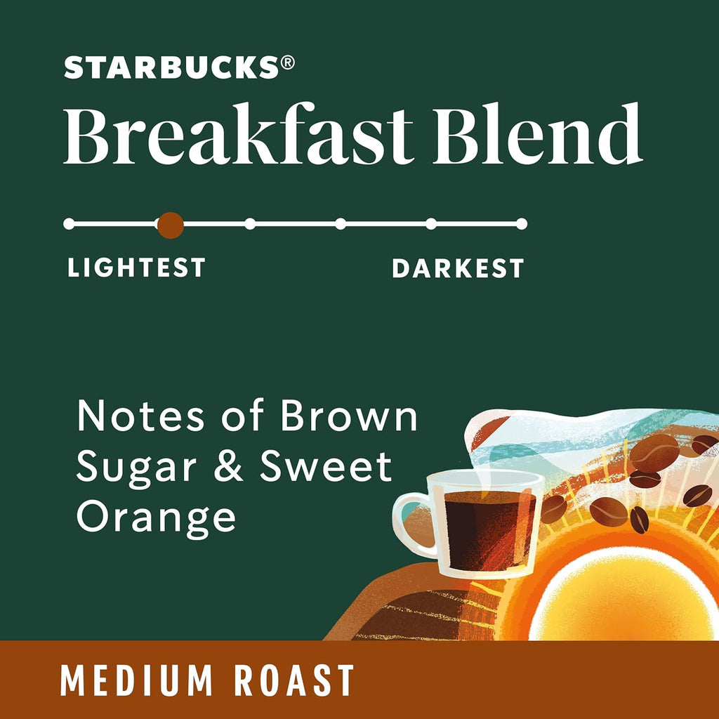 Starbucks K-Cup Coffee Pods - Medium Roast Breakfast Blend for Hot or Iced Coffee | 40 Pods
