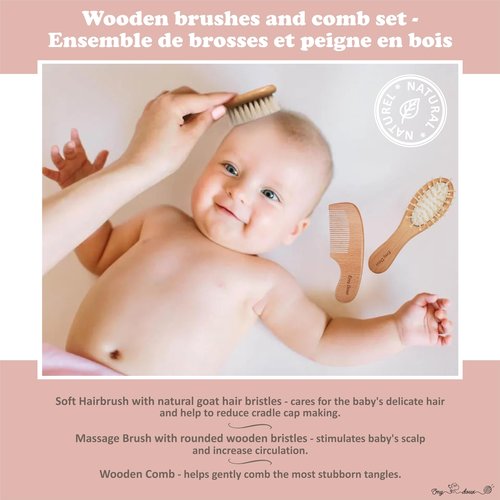 Baby Toddler Set in Gift Box, BabyShower and Newborn Gift Set, Cotton Blanket, Wooden Hair Brush Set, Soft Crochet Bunny, Baby Gift Basket for Newborn, Baby Gift Box (Peach)