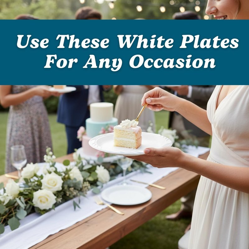 Blue Sky 100 Count Disposable Plastic Plates, 6-Inch, White