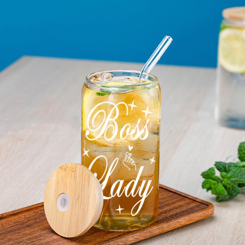 MAFENT Boss Lady Gifts - 16 Oz Can Glass for Mom Girlfriend Women Manager Coworker Employer Colleagues Teacher Assistant Christmas Gifts New Year Bosses Day Decorations