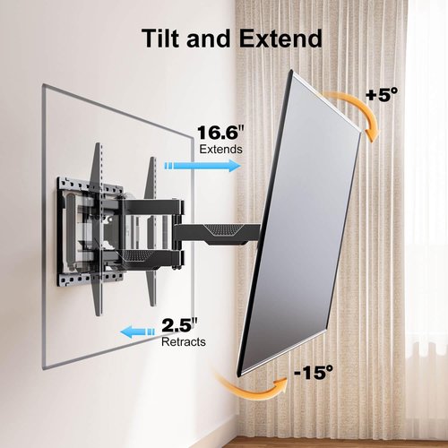 Mounting Dream TV Wall Mount - Full Motion Articulating Bracket for 42-84 Inch TVs | Swivel & Tilt, Max VESA 600x400mm, Supports 100lbs