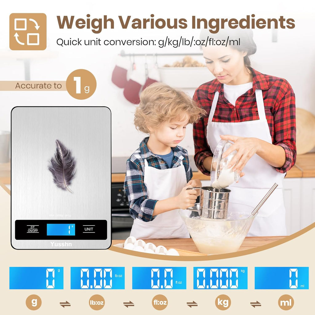 Stainless Steel Food Scale by [Brand Name] - 11lb Capacity, 0.05oz Precision, LCD Display for Cooking & Baking