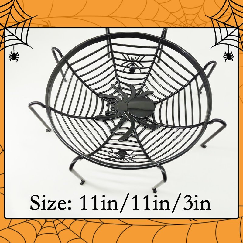 6 Pcs 11Inch Halloween Candy Bowl Set, Spider Web Design, 3 with legs & 3 without, Black/Orange/Purple—Haunted House Table Decor, Trick-or-Treat, Party Supplies, Eye-catching even without candies