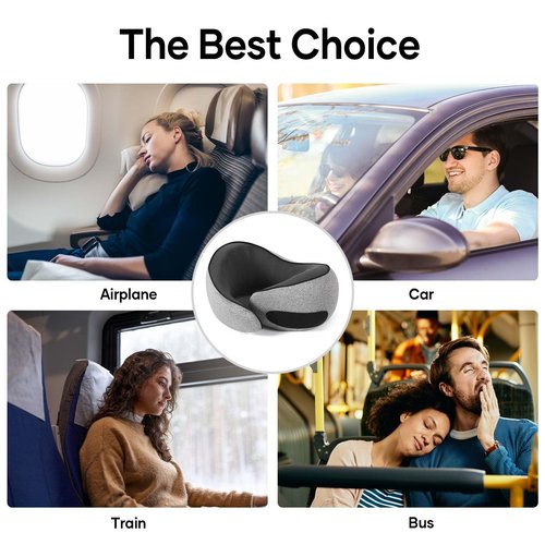 NOCRLG Travel Pillow, Travel Neck Pillow for Airplanes Car, 100% Pure Memory Foam Travel Pillow, Sleeping Essentials for Long Flight 360° Head Support Degree Comfort and Breathability Yellow