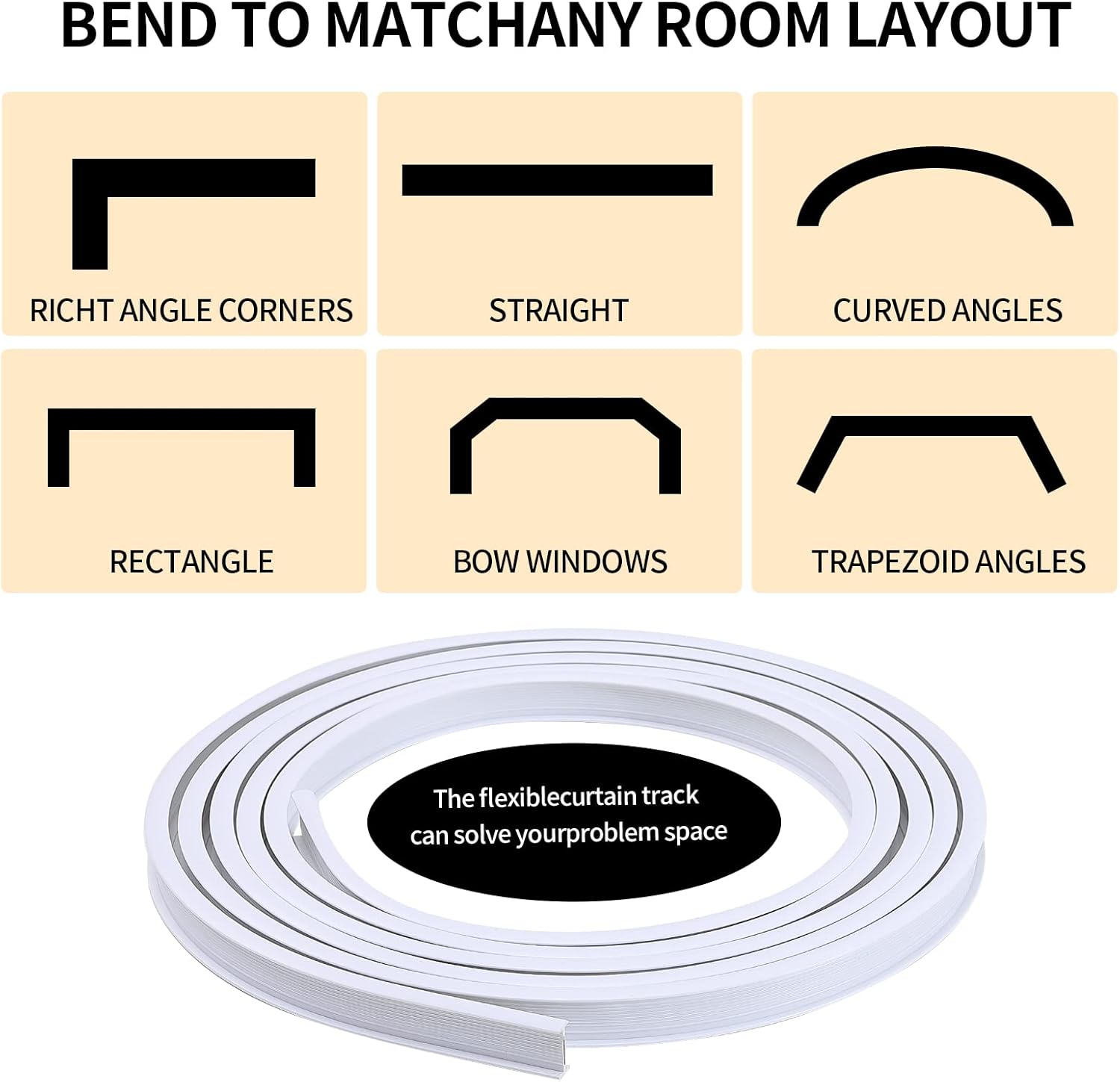 Skiennix Flexible Bendable Ceiling Curtain Track - 5m (16.4ft) for Easy Installation & Versatile Use