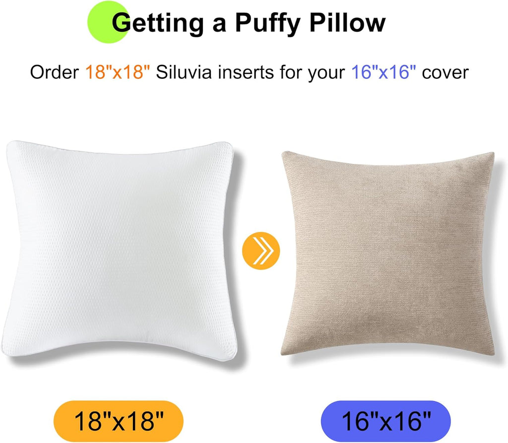 Skiennix 18x18 Pillow Inserts - Set of 2 Down Alternative Decorative Throw Pillows | Machine Washable Cotton Covers