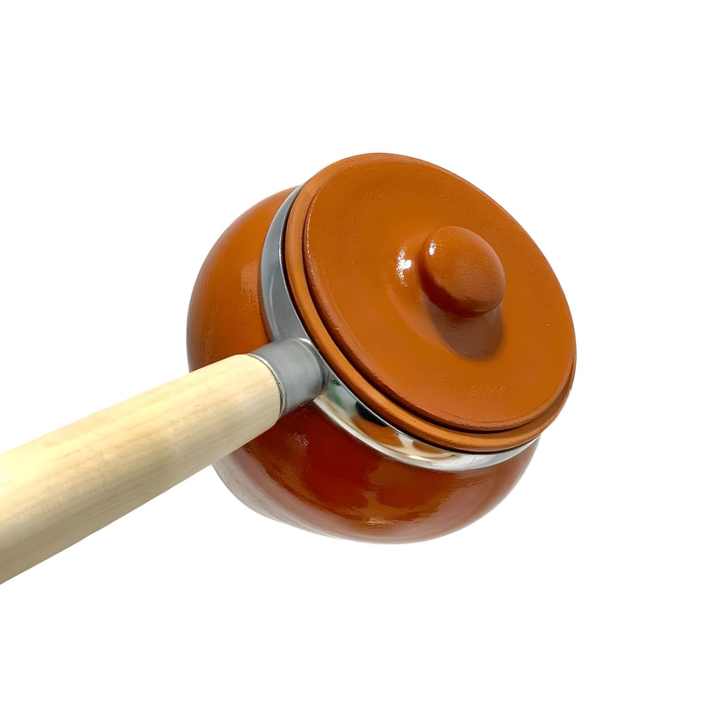 Traditional Natural Clay Stoneware Baking Pots Set of 4 with Lids - Different Capacity, Oven Fork Clay Cookware