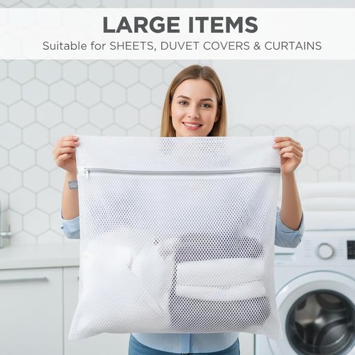 Kimmama Mesh Laundry Wash Bags - Lingerie & Delicates Protection | 2XXL White & Grey Zipper