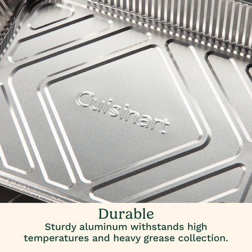 Cuisinart Heavy-Duty Aluminum Grease Tray Liners - 10-Pack Disposable Drip Trays for Griddles