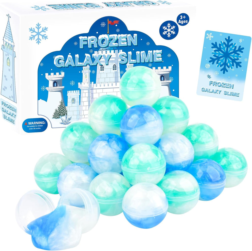 Skiennix Frozen Slime Party Favors - 24 Pack of Stretchy Snowflake Putty for Kids | Perfect for Valentine's Day & Easter Goodie Bags