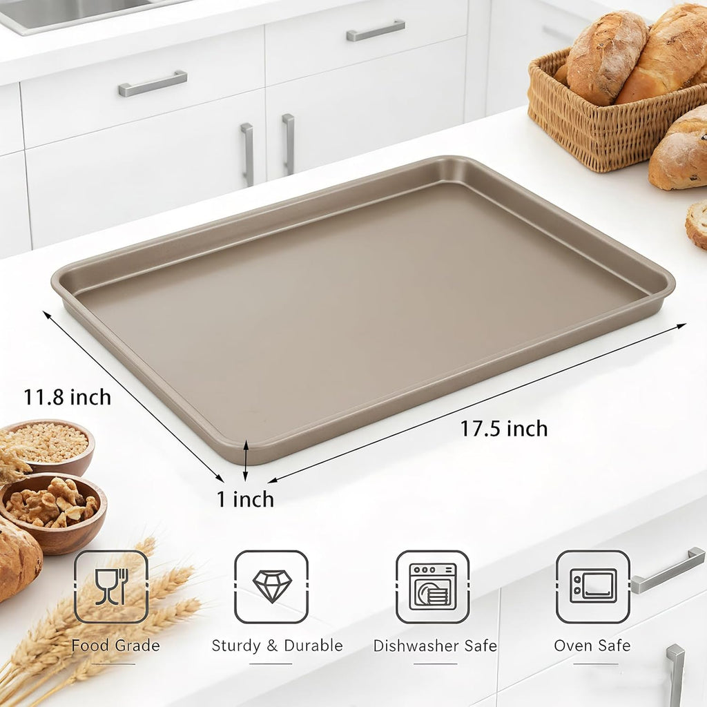 Nicunom Nonstick Baking Sheet Set - 2 Large Cookie Sheets (11.8" x 17.5") for Home & Commercial Use
