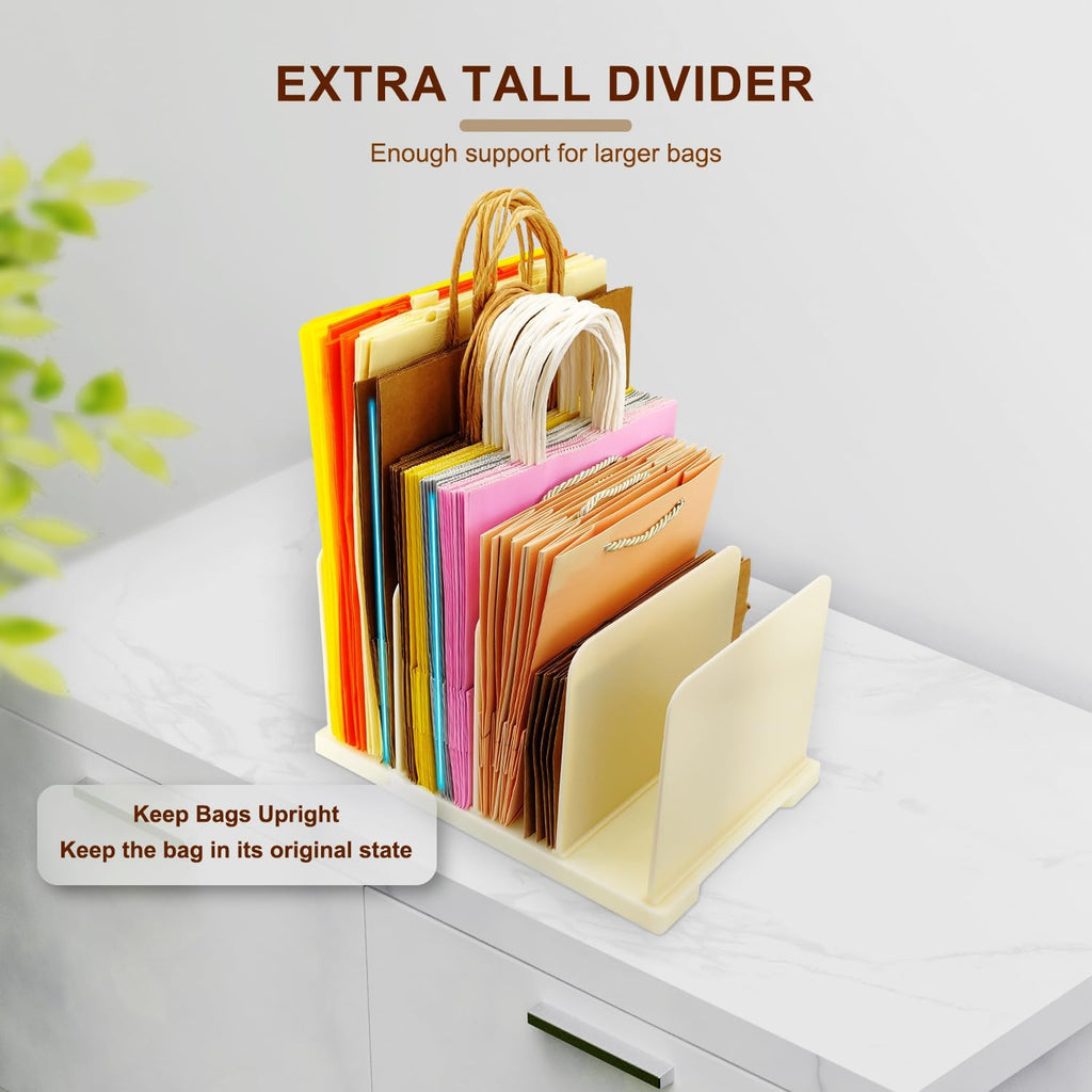 Skiennix Reusable Shopping Bag Organizer - Adjustable Extra Tall Shelf Dividers for 40+ Tote Bags | Ideal for Pantries & Closets
