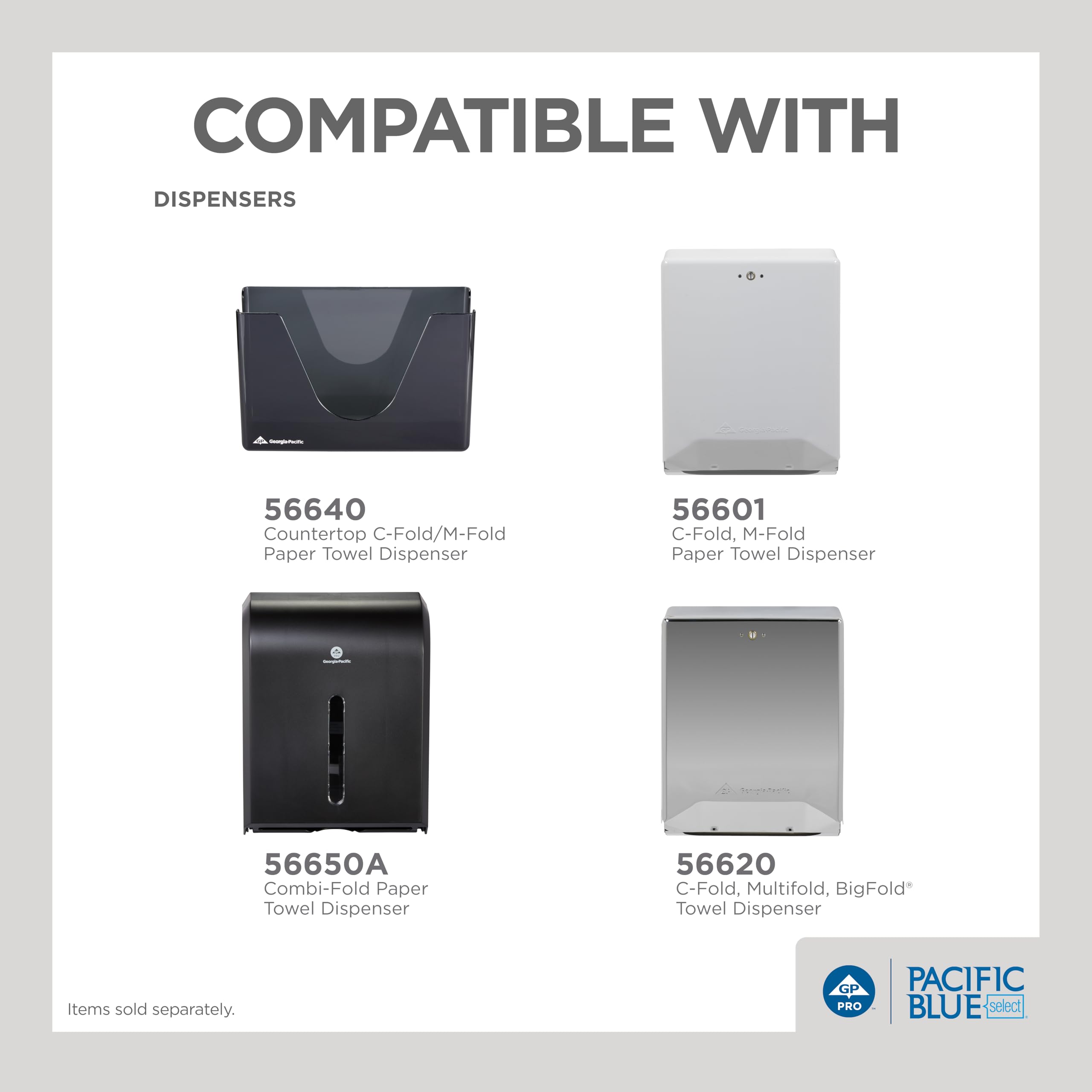 Pacific Blue Select Premium 2-Ply C-Fold Paper Towels by GP PRO (Georgia-Pacific) , White, 23000, 120 Towels Per Pack, 12 Packs Per Case