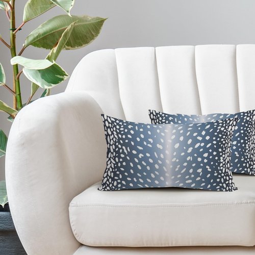Antelope Lumbar Pillow Covers 12X20 Inch Navy Blue Faux Fawn Deer Animal Print Decorative Pillow Cases Modern Neutral Cotton Linen Throw Pillows Set of 2 Home Decor for Sofa Porch Couch Outdoor