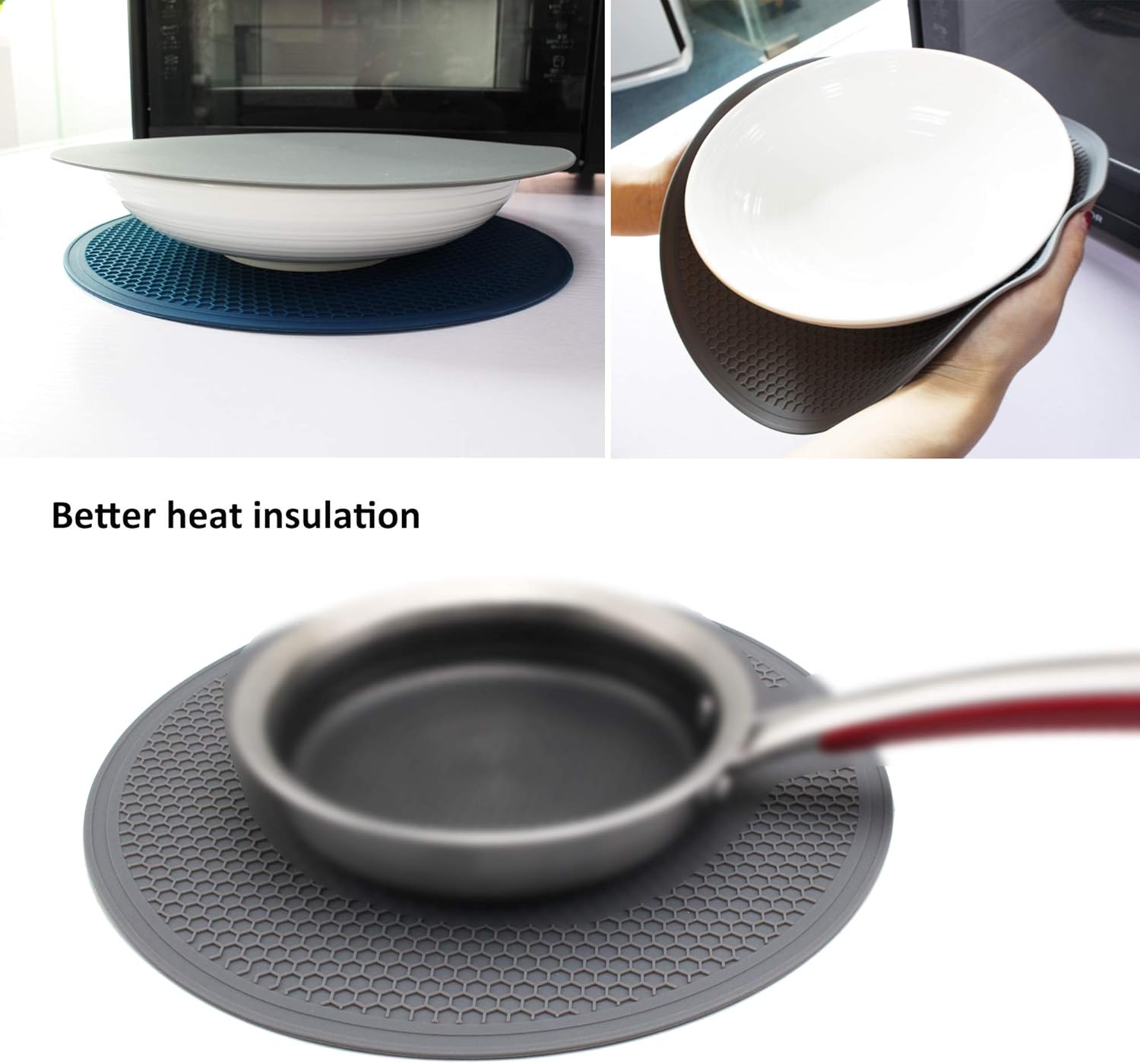 Tongjude Silicone Microwave Mat - Non-Slip Trivet & Hot Pot Holder | 11.7" x 11.7", Dishwasher Safe