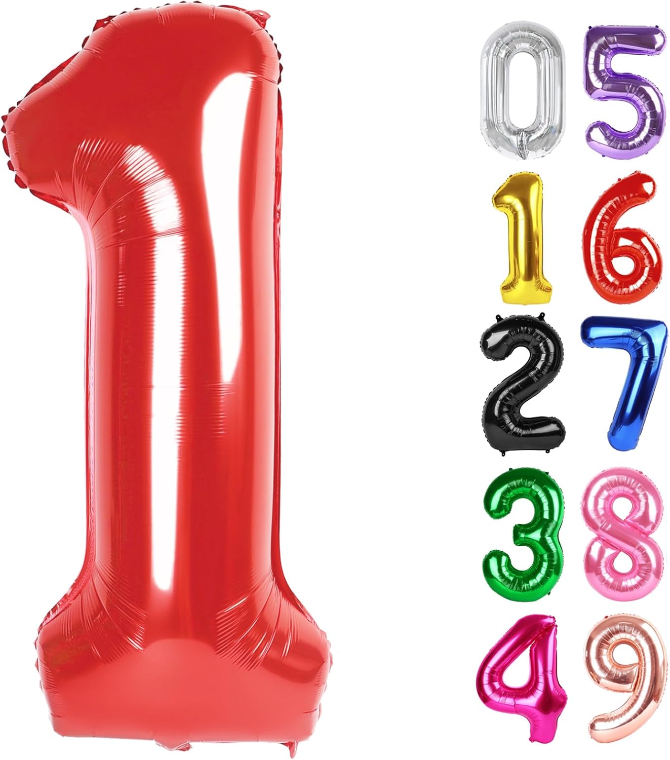 Red Number 1 Balloon - 40 Inch Shiny Red First Birthday Decoration for Boys & Girls