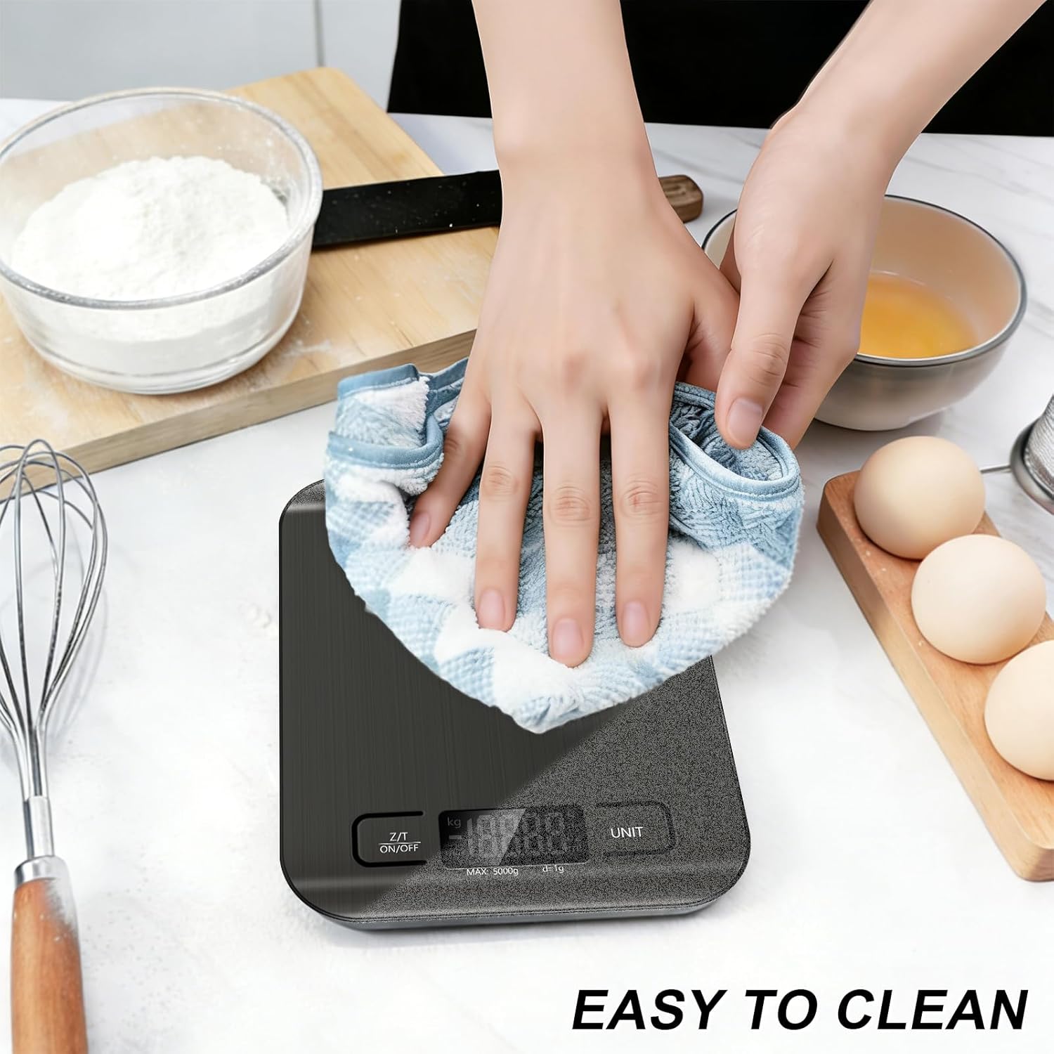 Stainless Steel Food Scale by [Brand Name] - 11lb Capacity with Tare Function & LCD Display | Perfect for Baking, Cooking, and Meal Prep (Black)