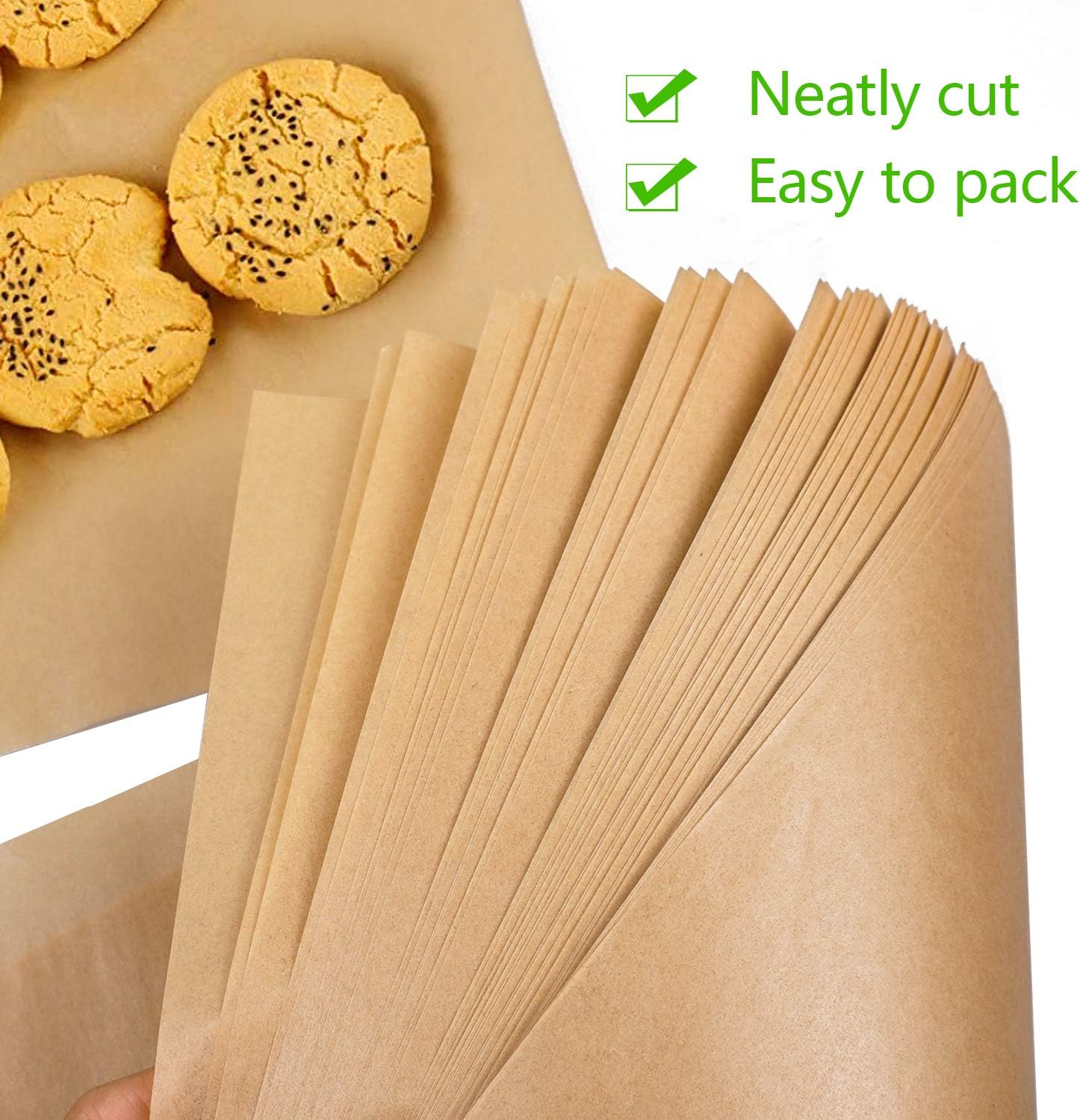 QYH Parchment Paper Sheets - 100 Unbleached Precut Baking Sheets, 8x12 Inches for Cookies & Cooking