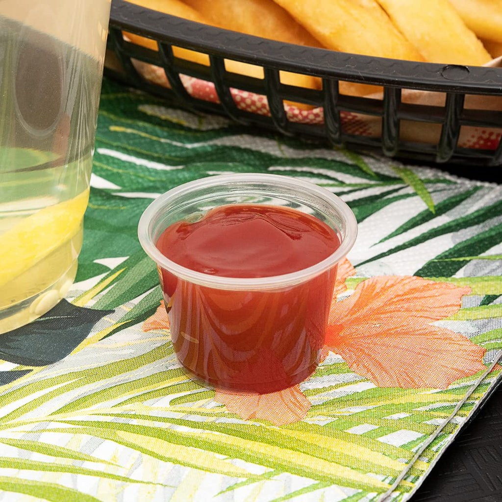 Restaurantware RW Base 1 Ounce Sauce Cups 2000 Microwave-Safe Condiment Cups - Crack-Resistant Disposable Clear Plastic Portion Cups For Samples Sauces Or Toppings Lids Sold Separately
