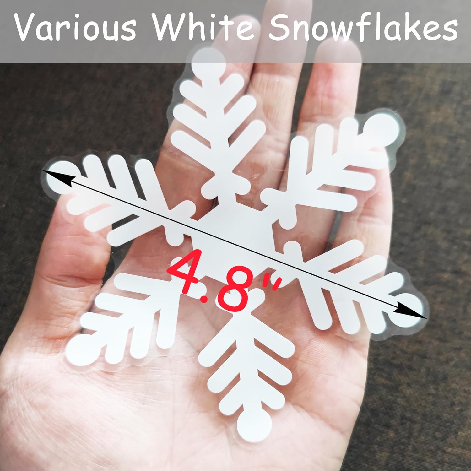 White Snowflake Window Clings by [Brand Name] - 180PCS PVC Static Stickers for Holiday Decorations