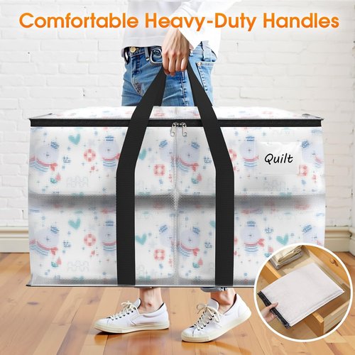 Fab Totes Moving Bags - Extra Heavy Duty Oversized Storage Solution with Reinforced Handles & Double Zippers | Ideal for Dorm Room Essentials