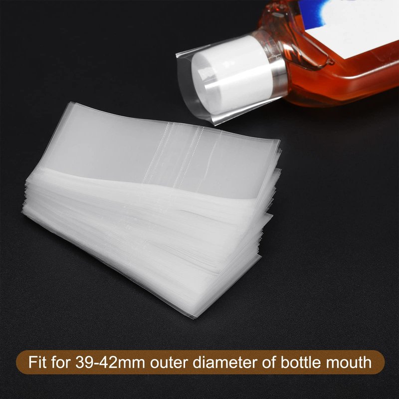 PATIKIL 69x35mm Perforated Shrink Bands, 250 Pack PVC Heat Shrink Wrap Band Fits Cap Diameter 1.54 to 1.65 Inch for Jars Cans, Clear