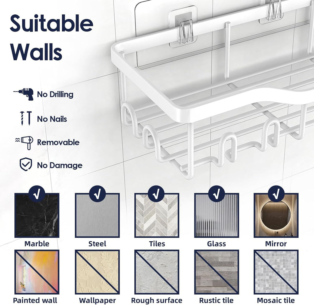 NESOMI Shower Caddy - Rustproof Stainless Steel Organizer with Large Capacity | 7-Pack No-Drill Storage Accessories