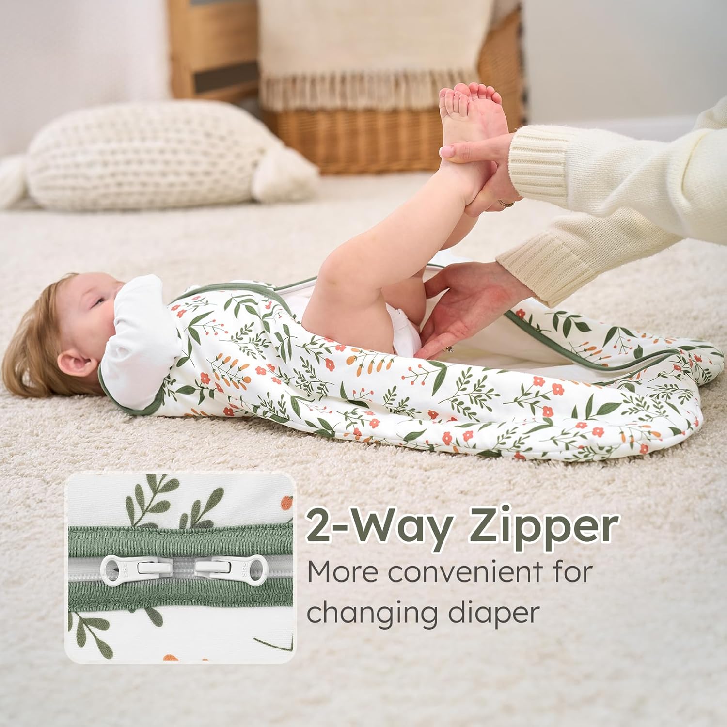 Yoofoss Baby Sleep Sack - 1.5 Tog Wearable Blanket for 6-12 Months | 100% Organic Cotton, 2-Way Zipper, Warm & Comfy
