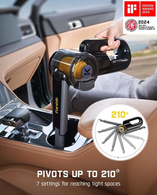 Fanttik Fold V10 APEX Cordless Car Vacuum - 17000Pa Suction Power, Smart LED Display, Portable for Home & Pets