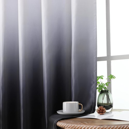 Estelar Textiler Blackout Curtains - Ombre Design, Thermal Insulated, 84 Inch Long, 2 Panels, 52x84 Inch