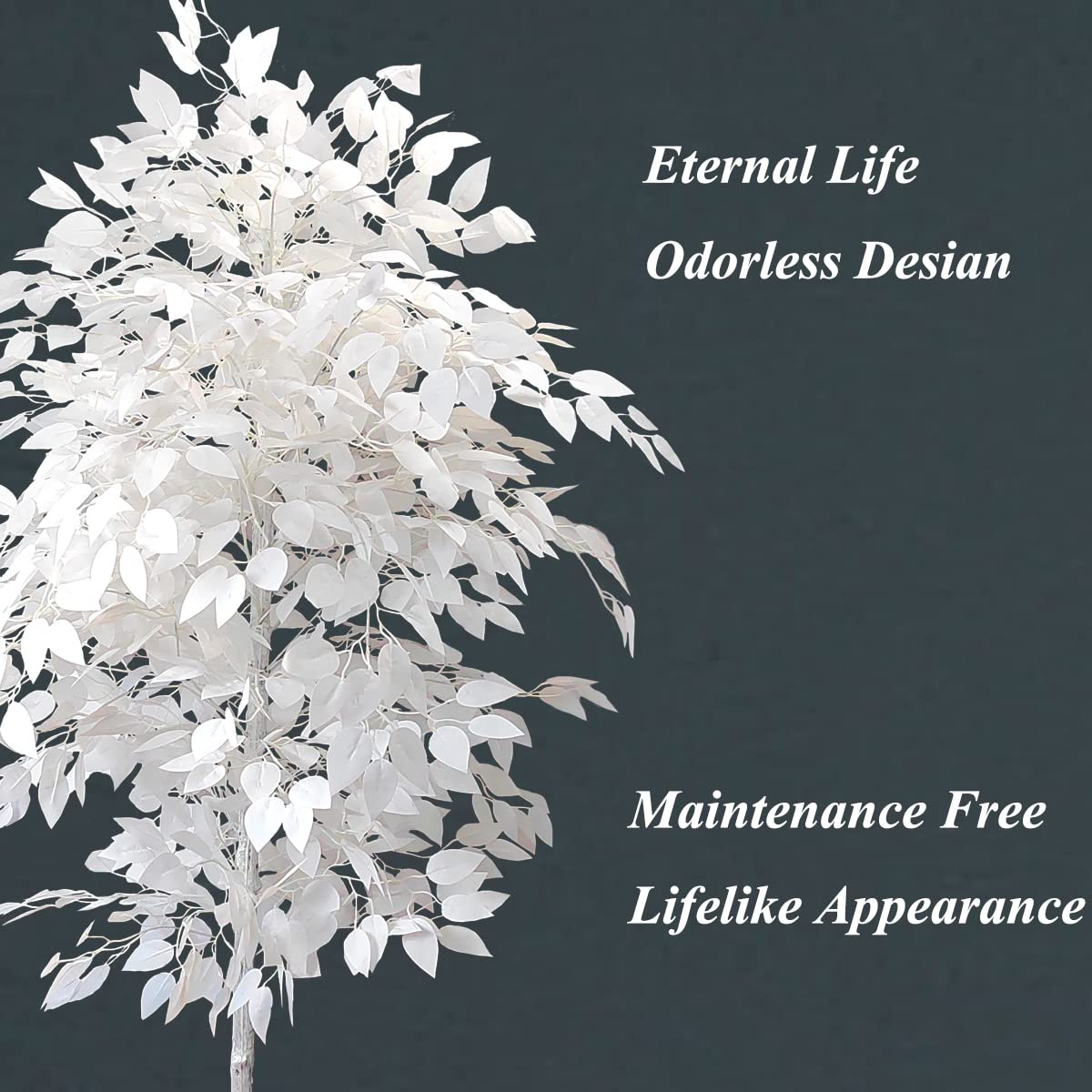 FUNORNAM 5ft Ficus Trees Artificial, Large White Fake Tree Faux Plant for Home Indoor Wedding Décor