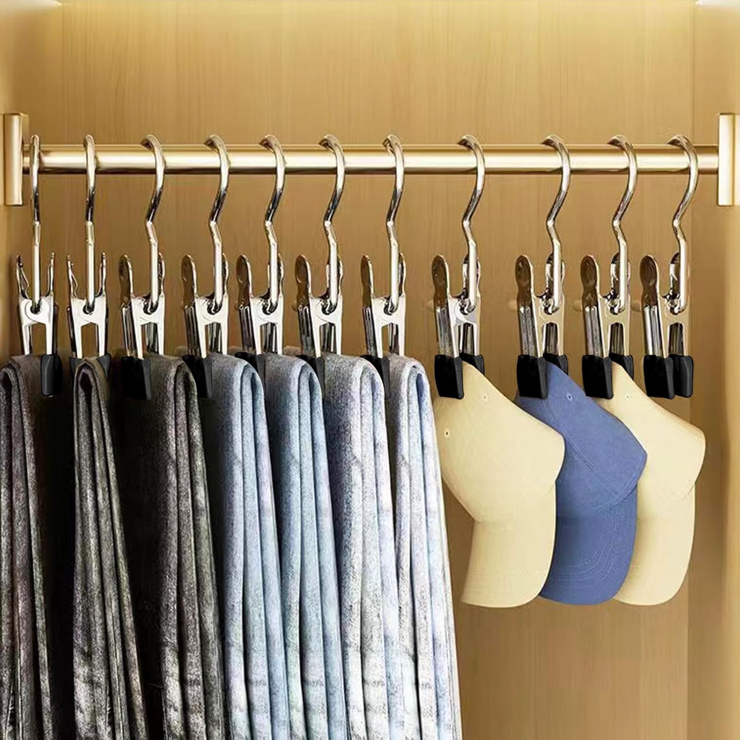 Skiennix 24 Pack Hanger Clips - Versatile Multi-Function Clip Hooks for Laundry & Closet Organization