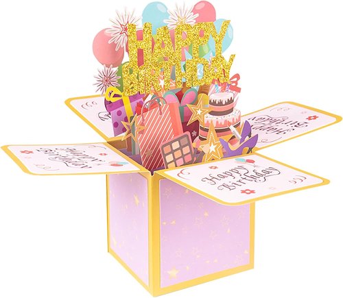 3D Pop Up Birthday Card - Handmade Greeting Card Gift Box with Envelope | Unique Fun Gift for All Ages