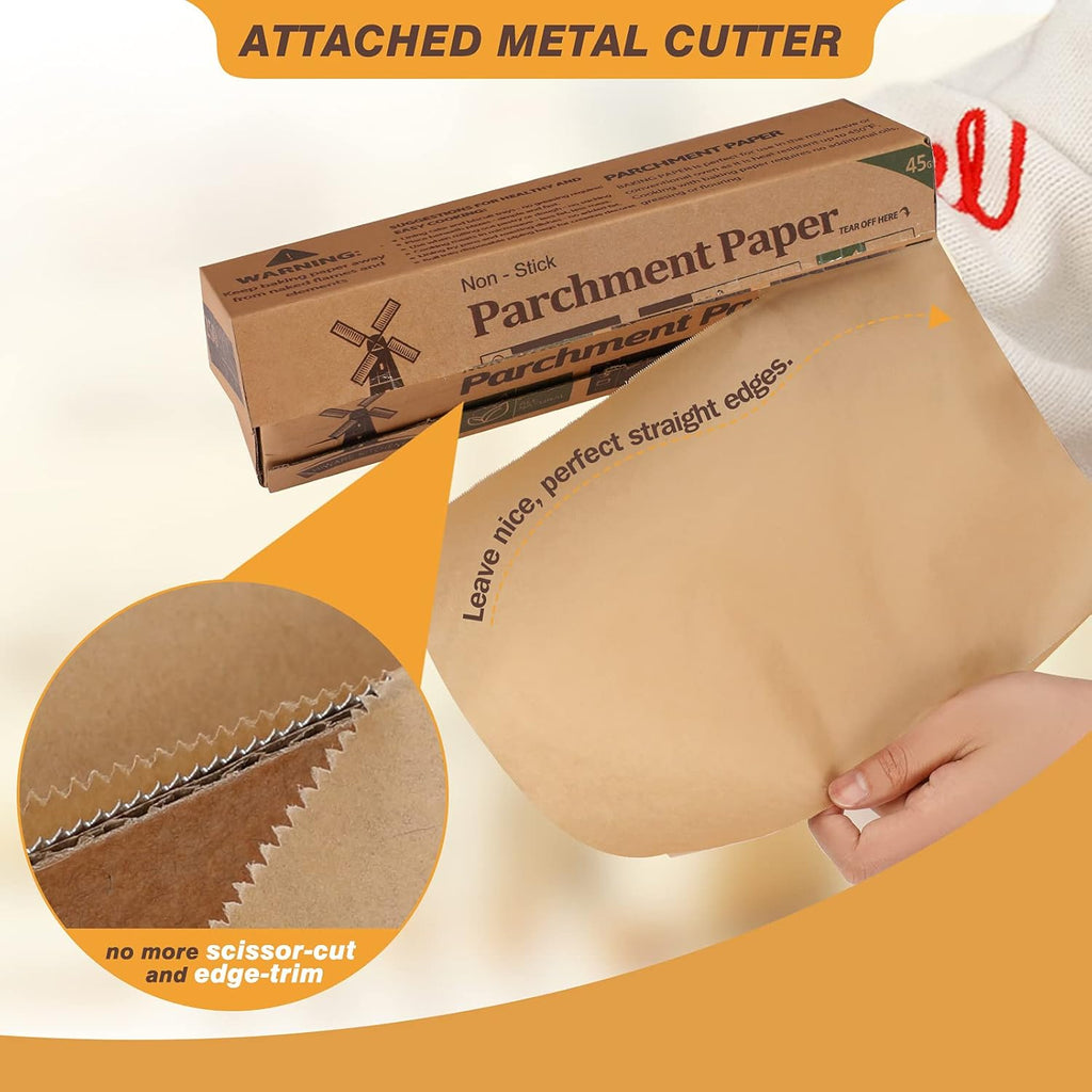 Unbleached Parchment Paper Roll - Non-Stick Baking Paper, 12 In x 240 Ft for Cooking & Grilling