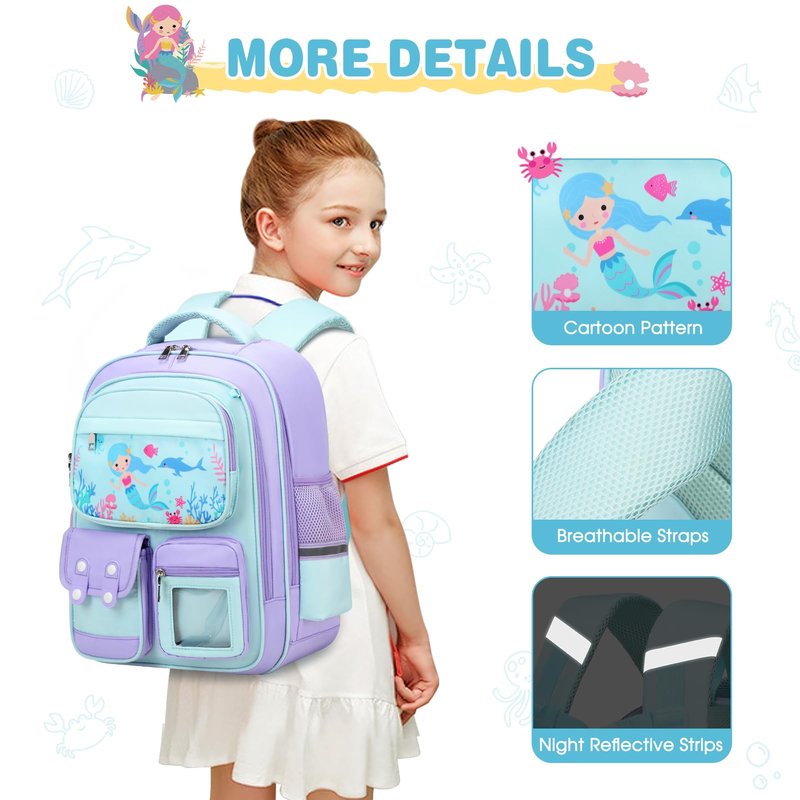 DIGOBAY 5pcs Girls Backpack with Bento Lunch Box Set, Kids Backpack for School with Lunch Box Lunch Bag Pencil Case, Cute Kawaii Backpack Set, Bookbag for Elementary Middle High School