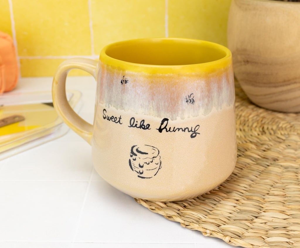 Silver Buffalo Winnie the Pooh Sweet Like Hunny Reactive Glaze Tapered Pottery Mug, 14 Ounces