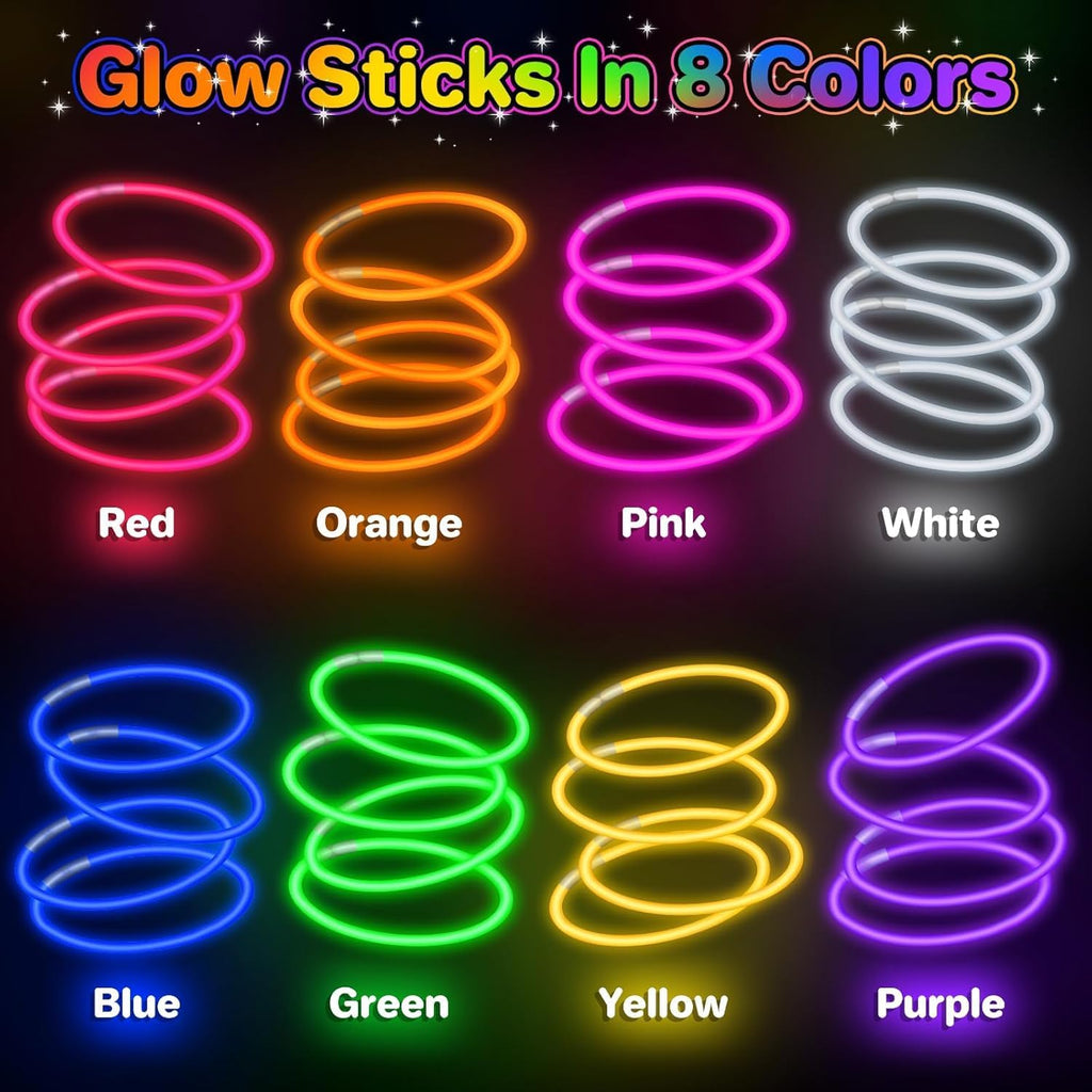 SpringFlower Glow Sticks - 100 PCS Bulk Glow in the Dark Party Supplies | Light Sticks for Kids & Adults